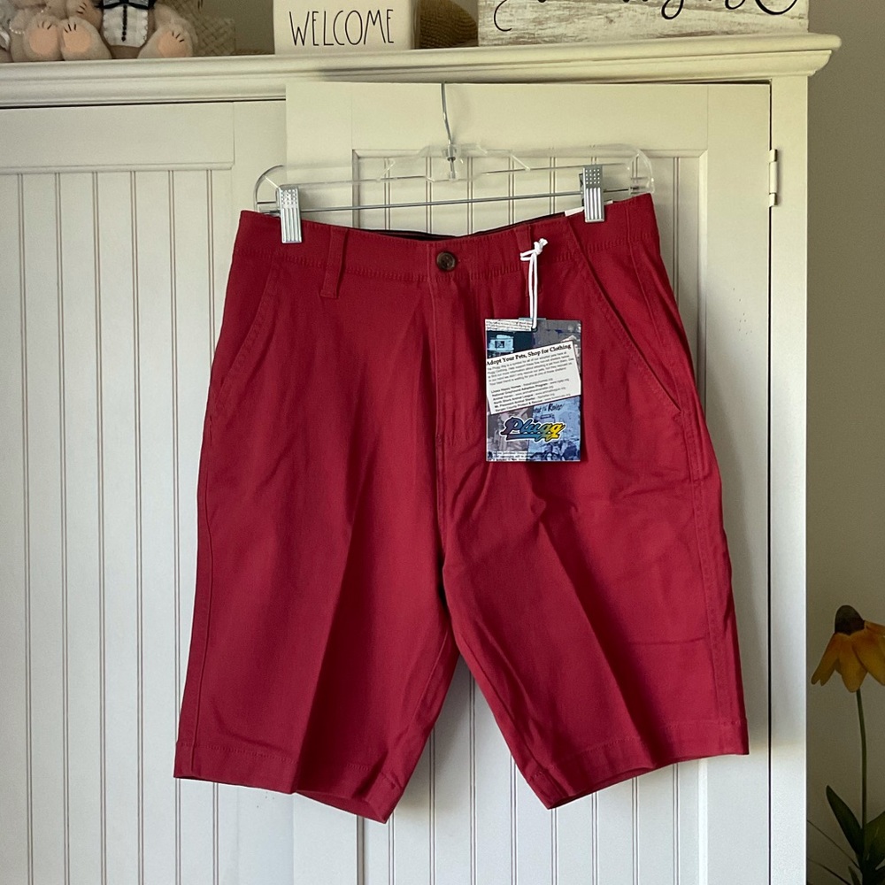Men’s Red Plugg Stretch Flat Front Shorts 🩳
